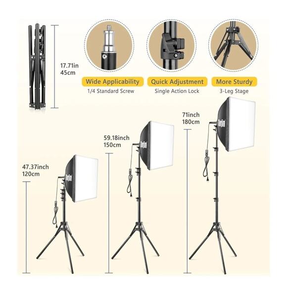 Softbox Photography Lighting Kit, 16'' x 16'' Professional Softbox - Picture 3 of 7